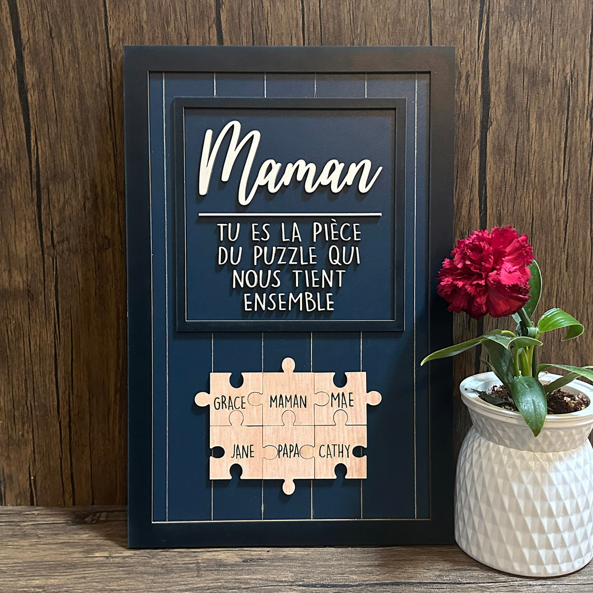 Blue With Wood Puzzle, You Are The Piece That Holds Us Together, Mother's Day Gifts
