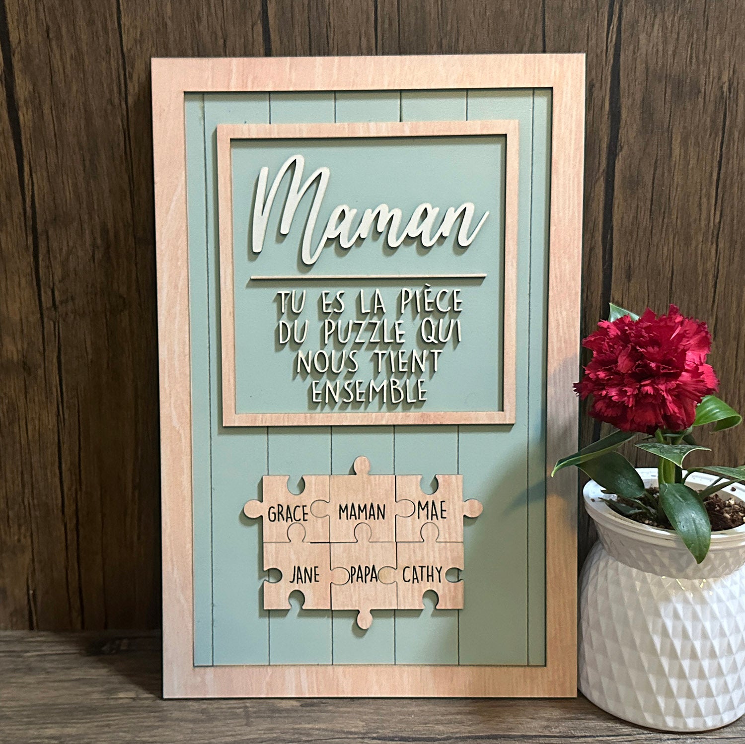 Black With Wood Puzzle, You Are The Piece That Holds Us Together, Mother's Day Gifts