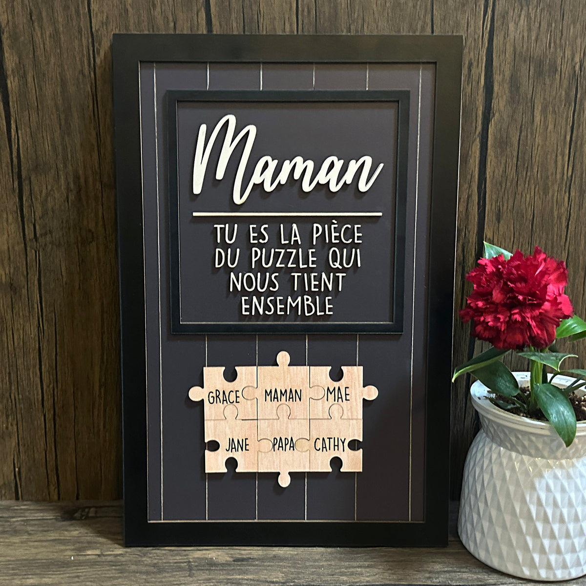 Black With Wood Puzzle, You Are The Piece That Holds Us Together, Mother's Day Gifts