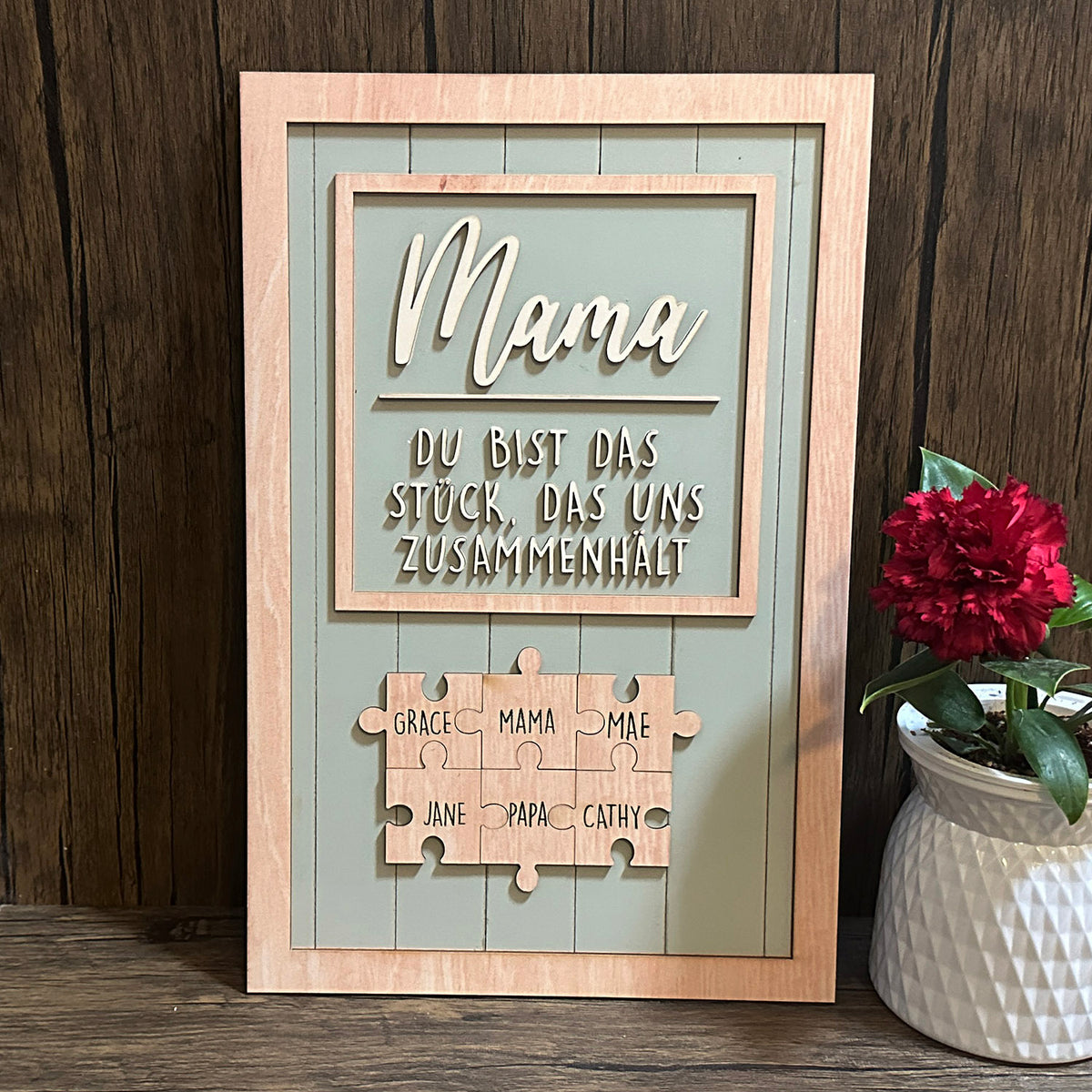 Green With Wooden Puzzle，You Are The Piece That Holds Us Together, Mother's Day Gifts