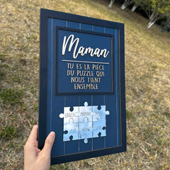 Blau mit silbernem Puzzle, Du bist das Stück, das uns zusammenhält, Muttertagsgeschenke