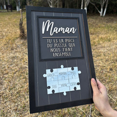 Blau mit silbernem Puzzle, Du bist das Stück, das uns zusammenhält, Muttertagsgeschenke