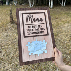 Braunes Puzzle mit Roségold, Du bist das Stück, das uns zusammenhält, Muttertagsgeschenke