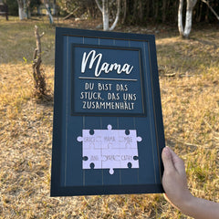 Blau mit silbernem Puzzle, Du bist das Stück, das uns zusammenhält, Muttertagsgeschenke
