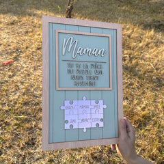 Grün mit Silber Puzzle, Du bist das Stück, das uns zusammenhält, Muttertagsgeschenke