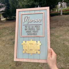 Green base with gold puzzle, You Are The Piece That Holds Us Together, Mother's Day Gifts